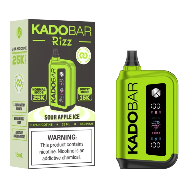Kado Bar Rizz Sour Apple Ice Disposable Vape – 25000 Puffs