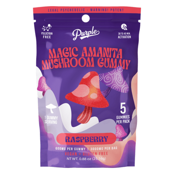Raspberry purple magic Amanita Mushroom Gummies